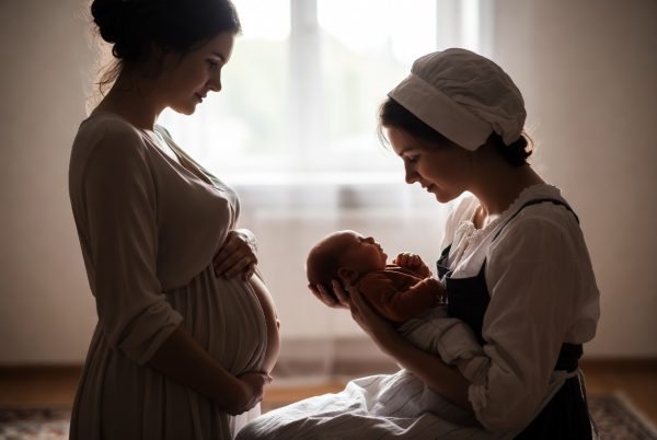 孕妇和奶妈在一起。