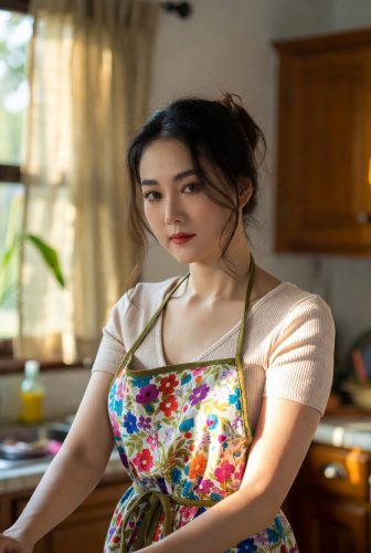 一名家庭主妇在厨房里。